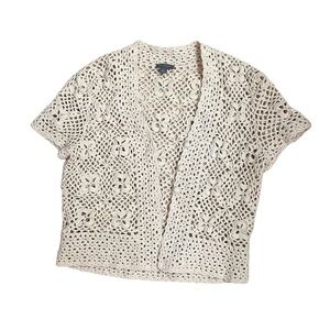 Ann Taylor Beige Crochet Knit Top